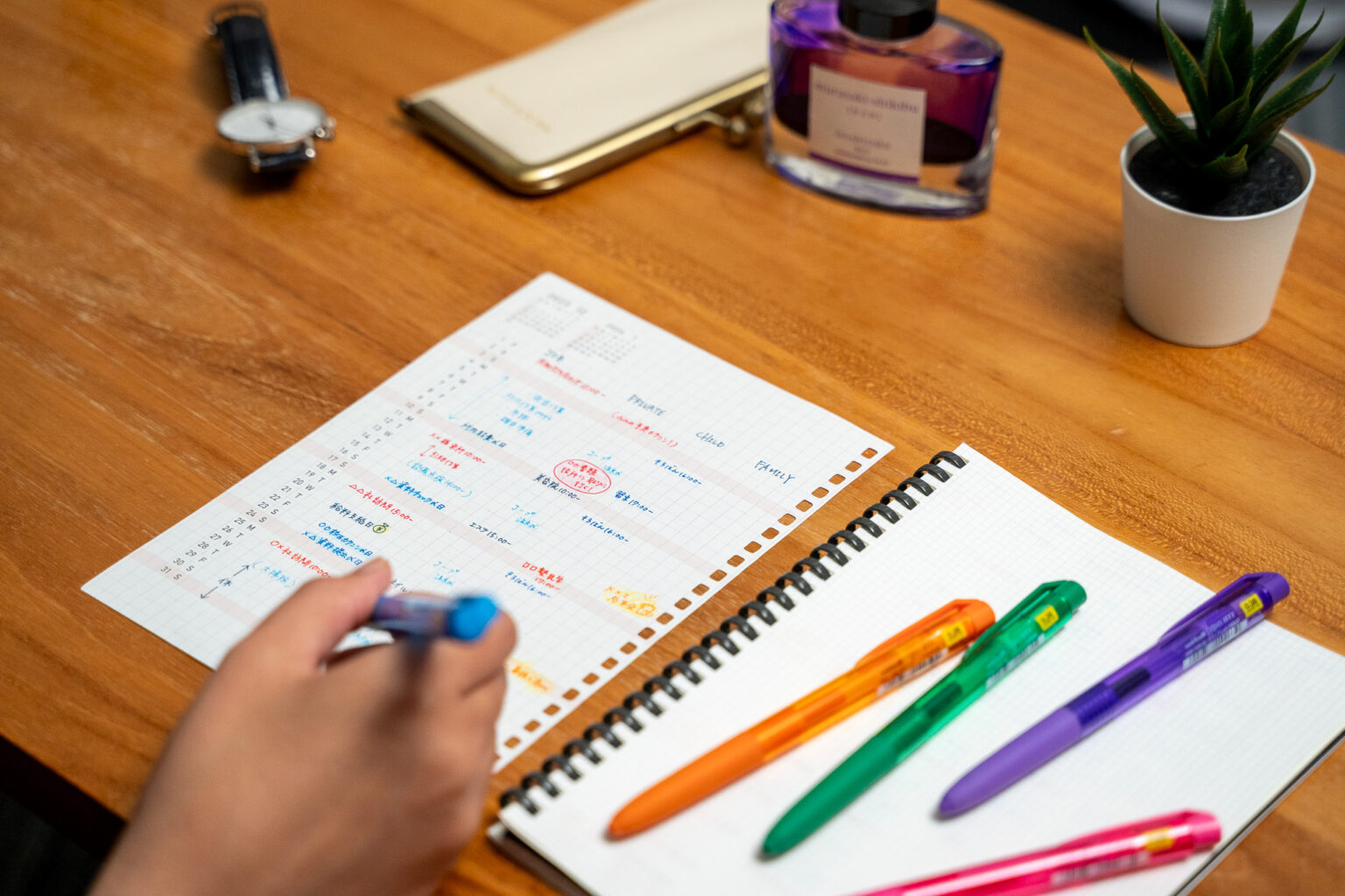 GRID LIFE PLANNERの年間計画ページへ書き込む手元